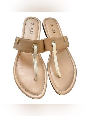 GUESS Tan and Cream Sandals